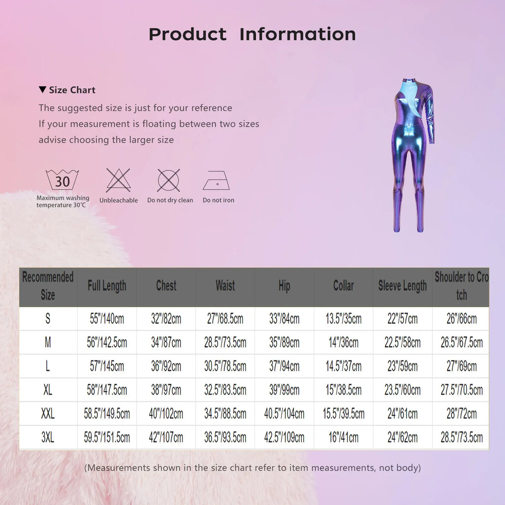 Women's Holographic Mesh Asymmetric Jumpsuit - One-Sleeve Catsuit