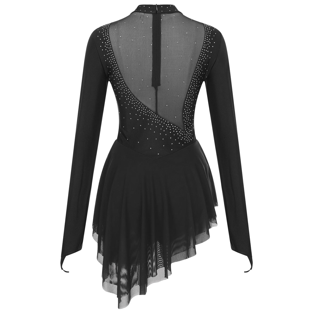 Women's Rhinestone Figure Skating Dress - Ruffled Lyrical Costume