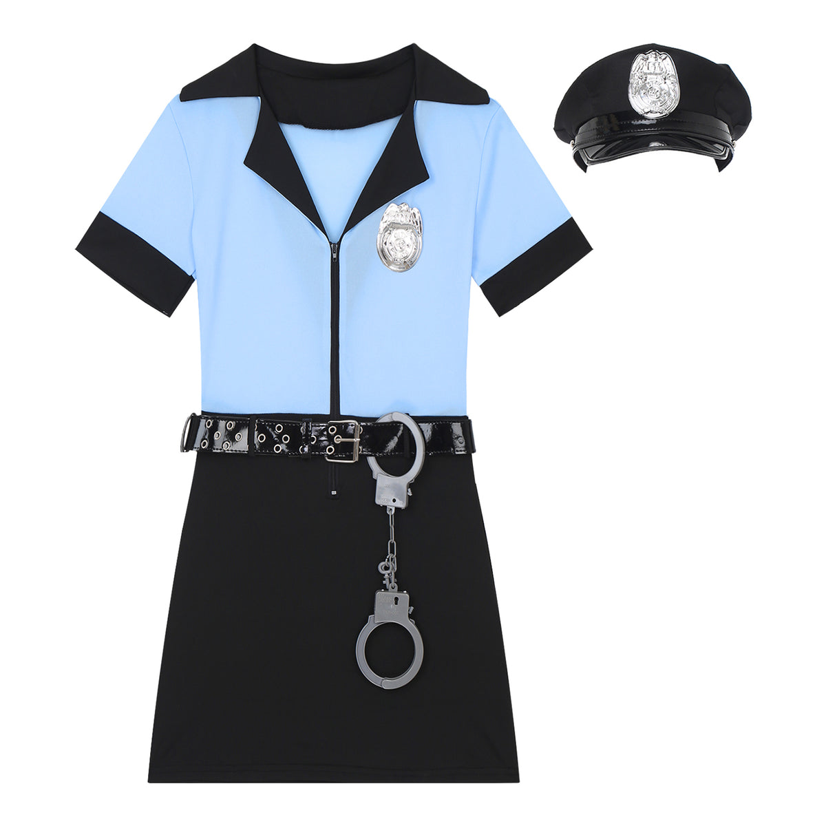 Women's Police Officer Costume - Complete 6-Piece Cop Dress Set
