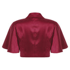 Women's Victorian Satin Cropped Blazer - Flounce Sleeve Rave Coat