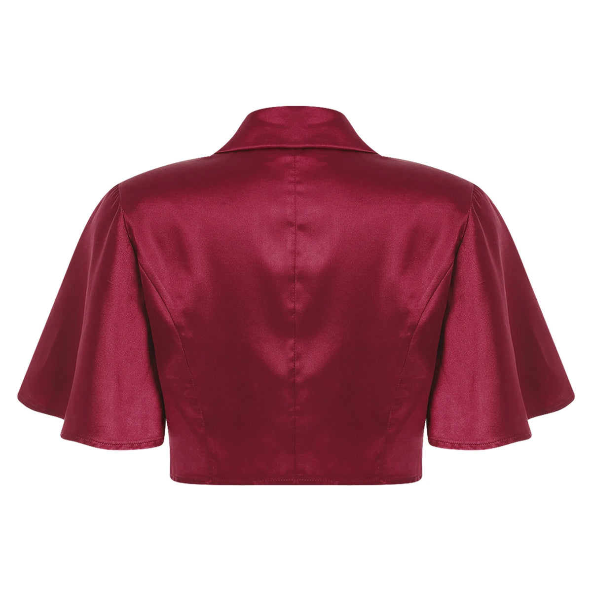 Women's Victorian Satin Cropped Blazer - Flounce Sleeve Rave Coat