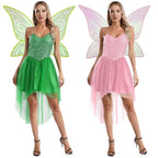 Fairy Elf Sequin Dress Set - High-Low Tulle Dress with Wings