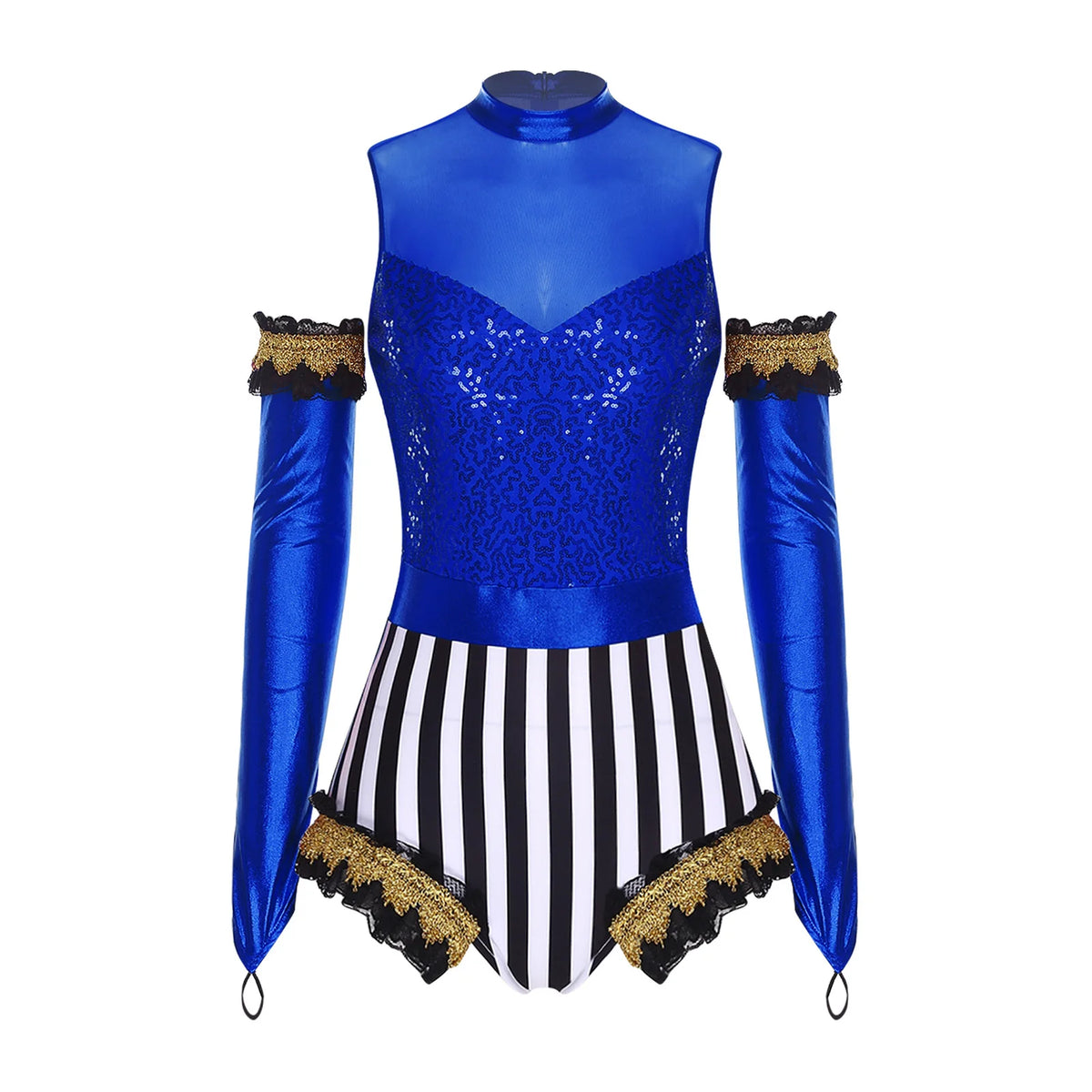 Circus Ringmaster Metallic Leotard - Lion Tamer Cosplay Set