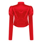Women's Victorian Circus Ringmaster Satin Blazer - Puff Sleeve Top