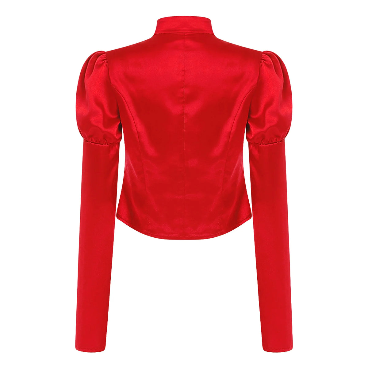 Women's Victorian Circus Ringmaster Satin Blazer - Puff Sleeve Top