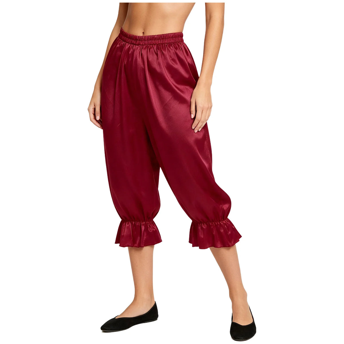 Women's Satin Renaissance Ruffle Bloomers - Cosplay Capri Pants