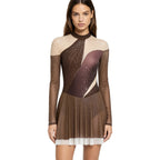 Women's Rhinestone Figure Skating Dress - Ruffled Lyrical Costume