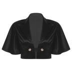 Women's Victorian Satin Cropped Blazer - Flounce Sleeve Rave Coat