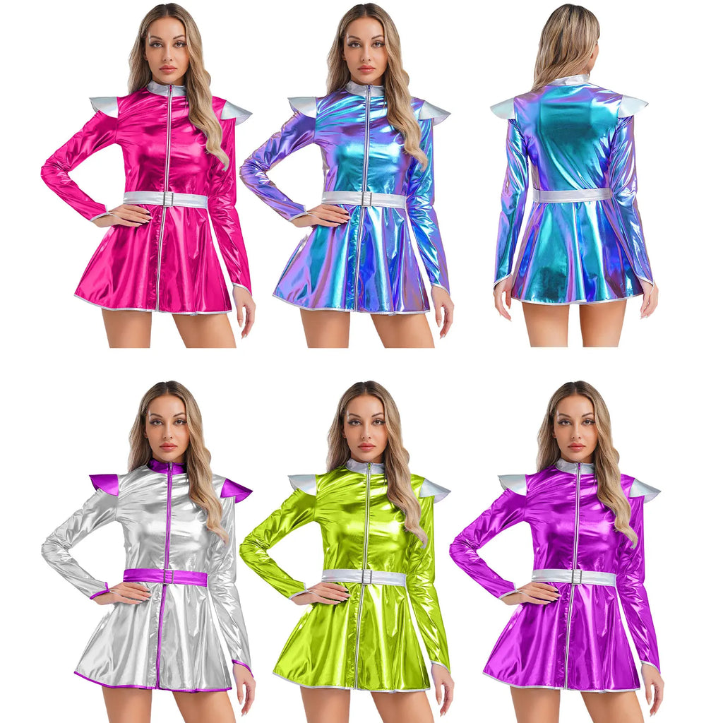 Women's Metallic Astronaut Cadet Dress - Alien Cosplay Costume