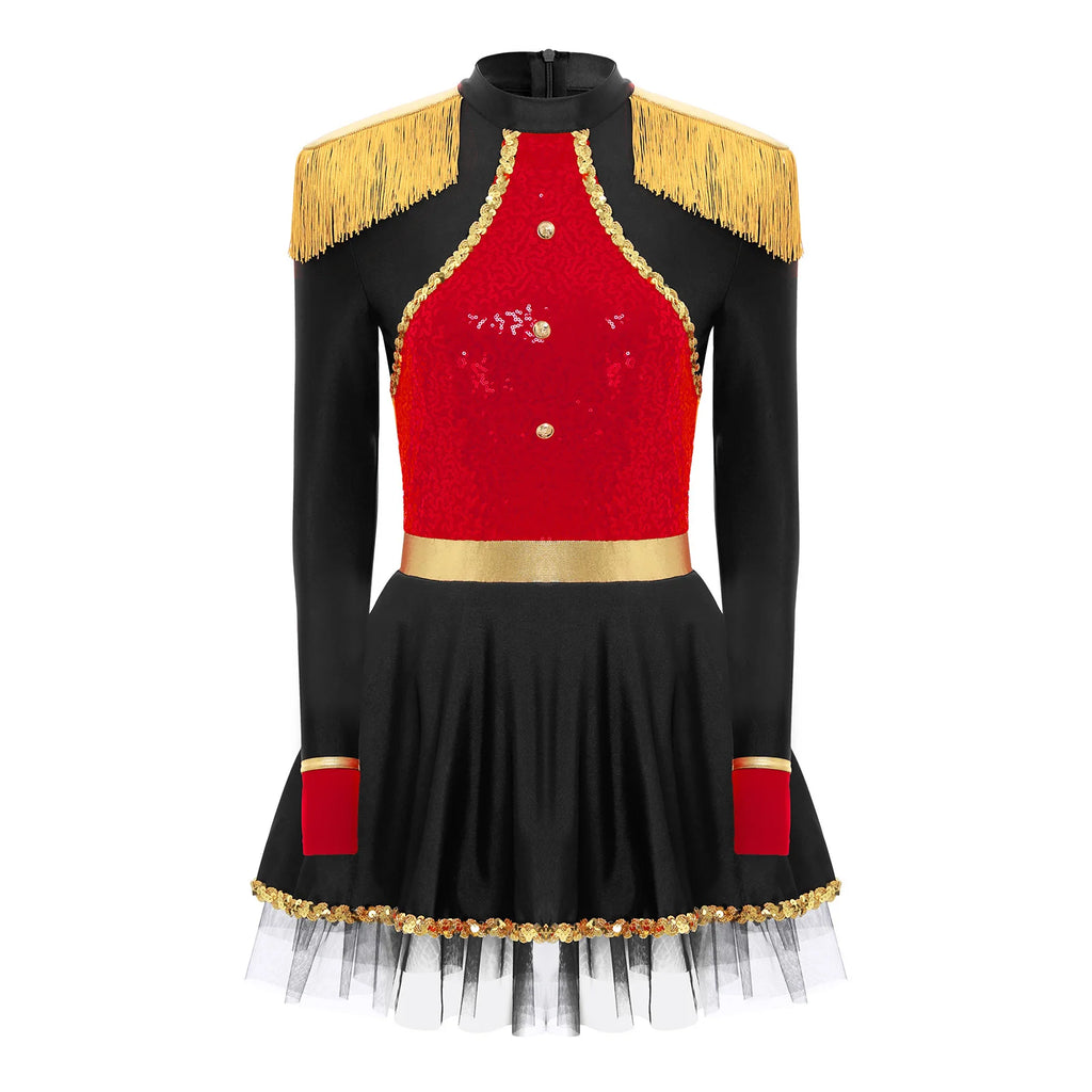 Circus Ringmaster Sequined Bodysuit - Fringe Shoulder Costume Dress