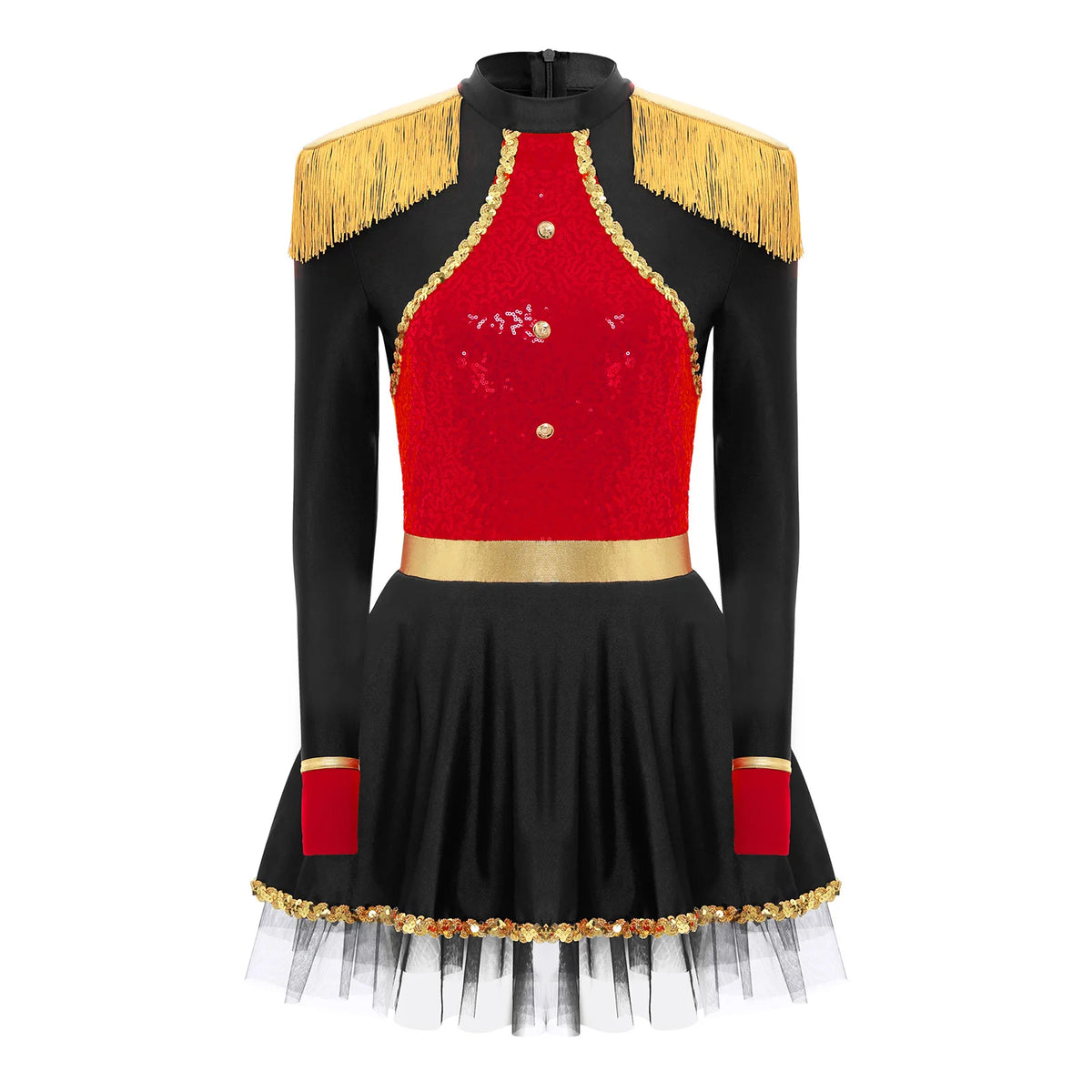 Circus Ringmaster Sequined Bodysuit - Fringe Shoulder Costume Dress