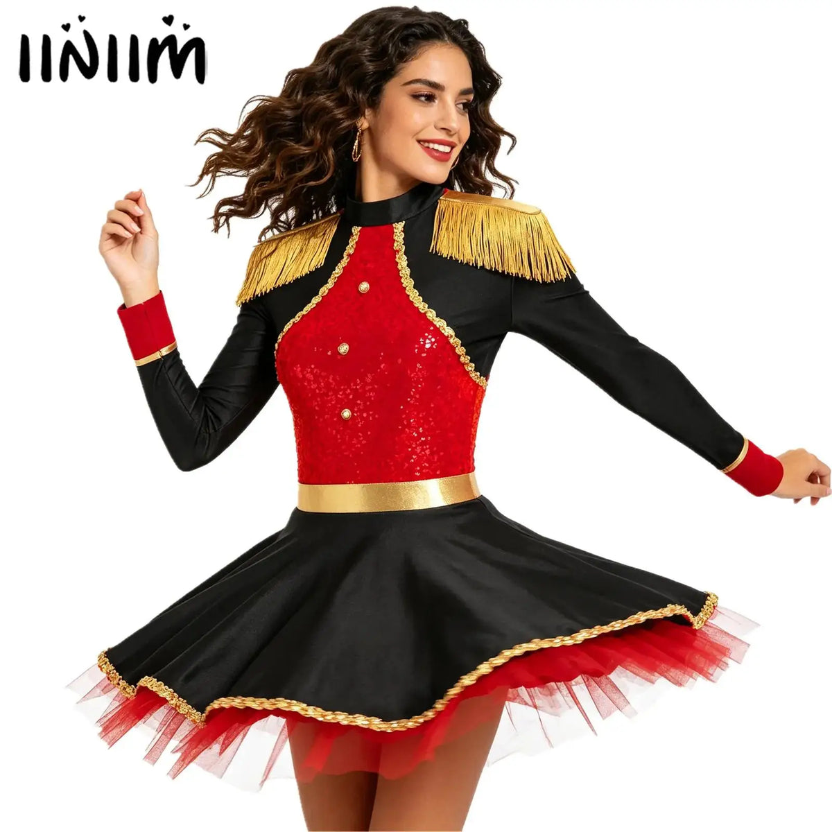 Circus Ringmaster Sequined Bodysuit - Fringe Shoulder Costume Dress