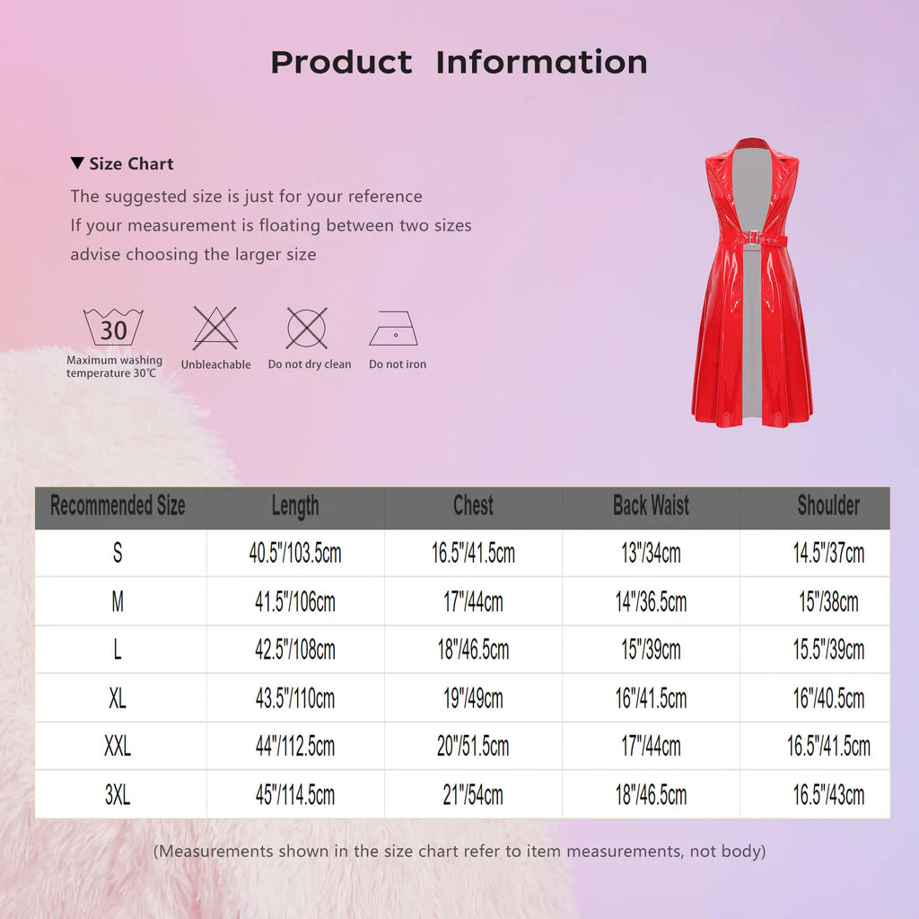 Glossy PU Leather Trench Coat with Belt - Open-Front Overcoat