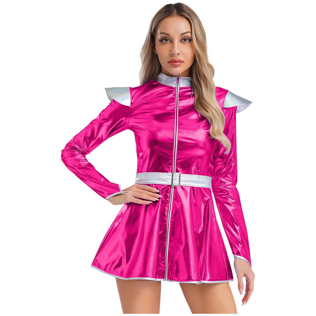 Women's Metallic Astronaut Cadet Dress - Alien Cosplay Costume